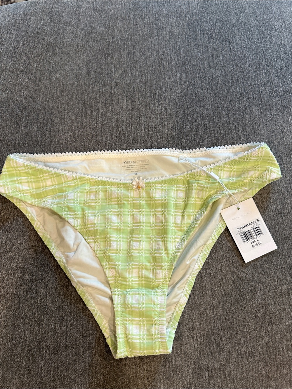 Solid & Striped Daphne bikini bottom matcha green gingham